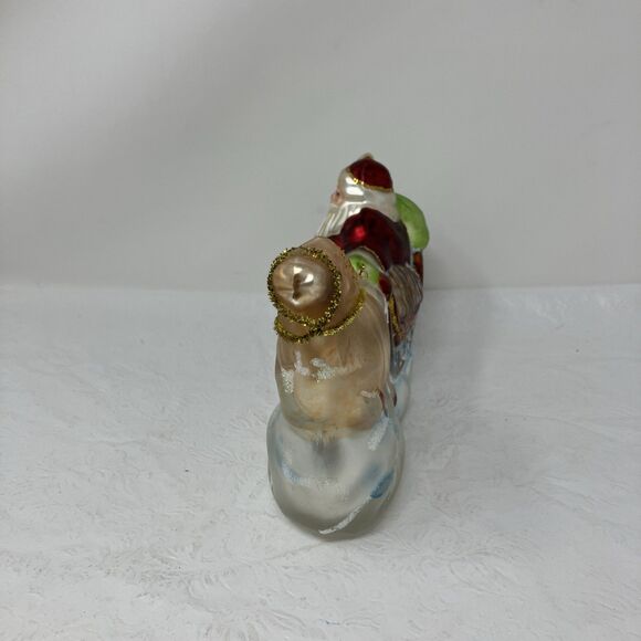 PESCHKA Hand Blown Glass Christmas Santa Sleigh Tree Gifts Reindeer Figurine 9" - Picture 4 of 14